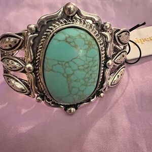 Elegant Silver Bracelet with Turquoise Accent-One size- Piper K design-NEW
